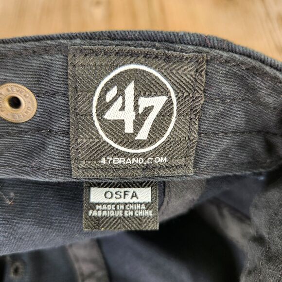 Minnesota Wild Hat '47 Brand Strapback Dad Cap Black NHL Hockey Distressed Sport - Picture 10 of 11